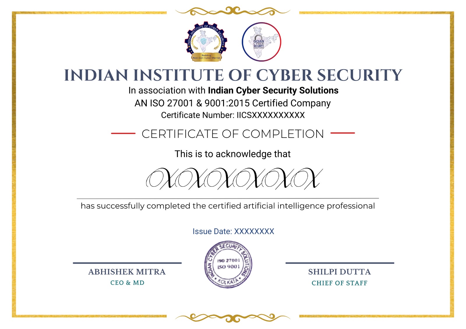 Artificial Intelligence Training Course Certificate in Kolkata